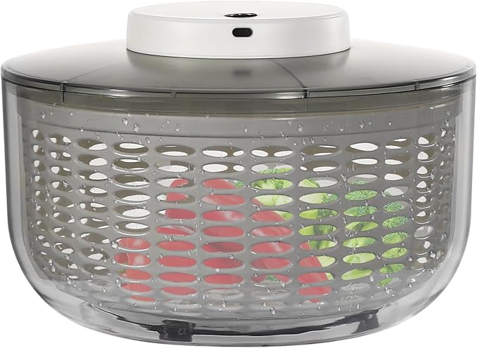 Electric Salad Spinner, Fruit Vegetable Washer Dryer Large 6L Capacity, 6W Multi-Use Lettuce Spinner, Vegetable Dehydrator, for Greens, Herbs, Berries, Vegetables and Fruits