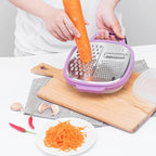PRETYZOOM Multifunctional Kitchen Grater Slicer Stainless Steel Vegetable Cutter Portable Kitchen Gadget 9.44X7.44X2.36 Inch for Efficient Food Preparation
