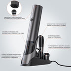 CIRCLE JOY Rechargeable Electric Wine Bottle Opener Set 7-in-1 Aluminum Alloy Wine Gift Set with 2-in-1 Electric Corkscrew & Vacuum Pump, Foil Cutter, Wine Pourer, Charging Base and 2 Wine Stoppers