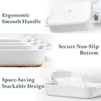ONEMORE Casserole Dishes for Oven,9.5"x15.4" Baking Dishes Set of 4,Ceramic Bakeware Sets with Handles for Cooking, Baking,Serving, Wedding and Gifting, Baking Pan White , Microwave & Dishwasher Safe(7.5"/11.2"/13.4"/15.4")