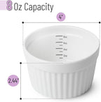 BTaT- Ramekins, 8 oz, Set of 8, Ramekins for Baking, Ramekin with Measurement Markings, Creme Brulee Dishes, Souffle Cups, Custard Cups, Ceramic Bakeware, Souffle Dish, Small Ceramic Bowl