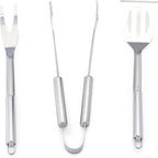 Amazon Basics 4-Piece Stainless Steel BBQ Grilling Tool Set with Carry Bag, Rust-Resistant, Dishwasher Safe