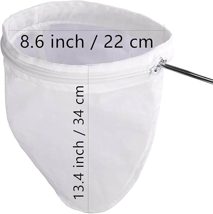 WMKGG Ultra Fine Mesh Strainer Bags, Reusable Filter Bags with Stainless Steel Handle Frame for Filter NutMilk, Coffee, Milk, Butter, Juices and Fresh Cheese (Large Size)