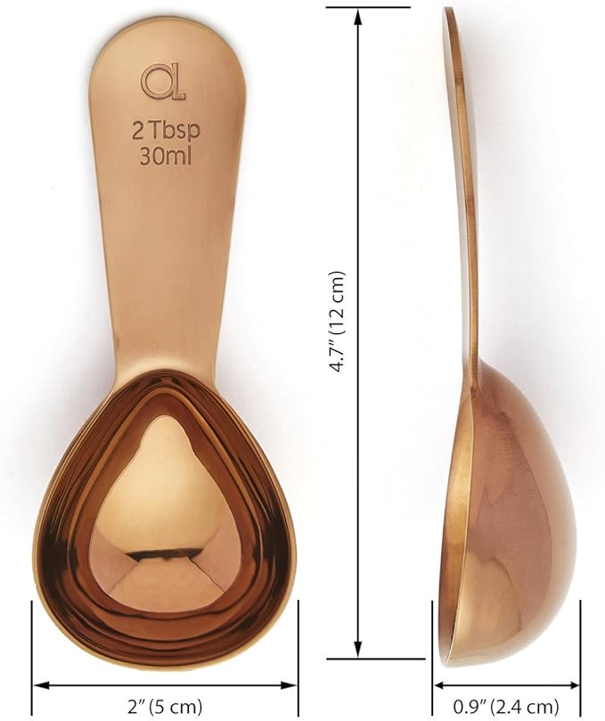 Apace Living Coffee Scoop (Set of 2) - 2 Tablespoon (2 Tbsp / 1/8 Cup / 1 oz) - The Best Stainless Steel Measuring Spoons for Coffee, Tea, and More