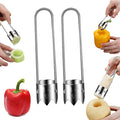 2 PCS Pepper Corer & Seed Remover, Stainless Steel Vegetable and Fruit Corer Tool, Easy Core Remover for Bell Pepper, Jalapeno, Pineapple, Pear – Kitchen Gadget Set
