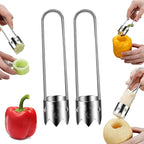 2 PCS Pepper Corer & Seed Remover, Stainless Steel Vegetable and Fruit Corer Tool, Easy Core Remover for Bell Pepper, Jalapeno, Pineapple, Pear – Kitchen Gadget Set