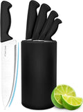 Knife Set, 6-Piece Kitchen Knife Set, German High Carbon Stainless Steel, Durable & Easy Clean Knife Block, Black