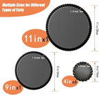 RICHSC-PAN Tart Pan Set, 11 & 9 Inch Tart Pans with 6Pcs 4 Inch Mini Pans. Removable Bottom, Non-Stick Coating, For Tart Quiche Pie Making. Suitable for Family Festivals and Gatherings.(8 Pack)