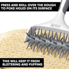 Orblue Pizza Dough Docker, Pastry Roller with Spikes, Pizza Docking Tool for Home & Commercial Kitchen - Pizza Making Accessories that Prevent Dough from Blistering Gray
