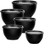 Greentainer Plastic Mixing Bowls with Lids Set for Kitchen, 5 Set Nesting Bowls for Mixing, Baking, Prepping, Cooking and Serving Food, Mixing Bowls Dishwasher, Microwave Safe