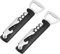 uxcell 2 Pcs Wine Opener, Bottle Opener, Durable Stainless Steel Waiter's Corkscrew, Compact All-In-One Home Bar Tool for Bar, Party, Wedding, Home, Travel, Black