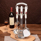 Ceramic Handles Cooking Tool Set Stainless Steel Kitchen Utensils Of Cookers Shovels Spoons(E)