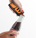 Orange Ninja Mini Knife Sharpener - Coarse & Fine Blade Sharpener, Sharpening System- Knife Sharpeners for Kitchen Knives, Pocket Kitchen Knives Sharpeners with Bottle Opener & Fridge Attachment