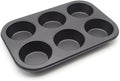 Muffin Pan 6 Cup Cupcake Baking Pan No Stick Carbon Steel Easy Clean