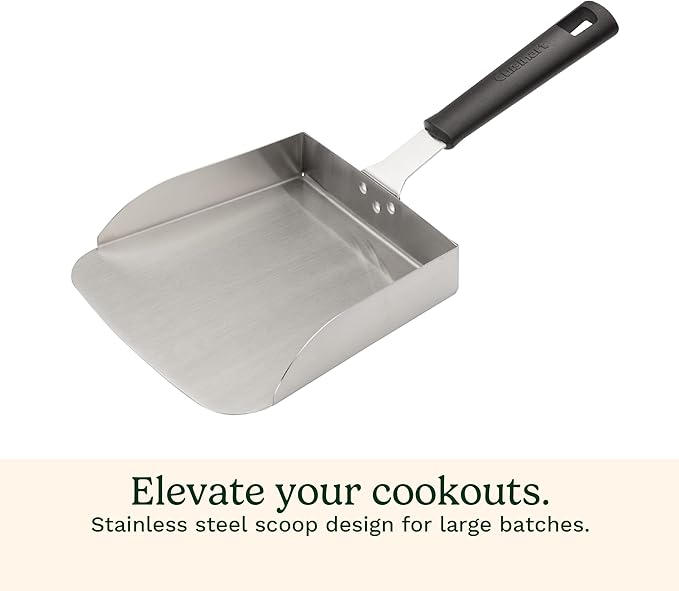 Cuisinart Griddle Food Mover - Extra-Large Stainless Steel Spatula for Rice,Vegetables and More,Perfect BBQ Tool,Cookouts,and Griddles,Large Scooper,5-cup Capacity Food Scoop,(Pack of 6)