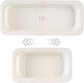Extendable Sink Colander Strainer Basket - Wash Vegetables and Fruits, Drain Cooked Pasta and Dry Dishes - Adjustable Over the Sink Colander Collapsible Drainer Basket - White