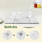 Large Stone Drying Mat for Kitchen Counter, 24"x16" Collapsible Quick Dry Dish Drying Mat, Water-Absorbent Marble Diatomaceous Earth Mats for Bottles Cups Dishes, Match Any Countertop