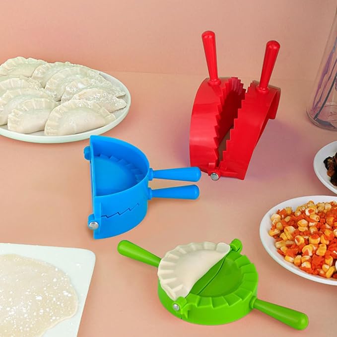 NUOBESTY 4pcs Dumpling Seal Tool Set Plastic Dumpling Molds with Large Medium Small Mini Sizes Press for Home Cooking Random Color
