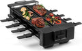 CUSIMAX Raclette Grill Raclette Table Grill Rotatable Korean BBQ Grill, 1400W Indoor Grill with 2 Non-stick Grill Plates, 8 Cheese Trays and Wooden Spatulas, Tabletop Electric Grill for 8 People