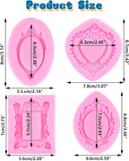 Mujiang Photo Frame Fondant Molds Picture Frames Silicone Mold For Cake Decorating Cupcake Topper Chocolate Candy Polymer Clay Set Of 4