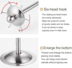 Firlar Kitchen Utensil Holder Organizer, Stainless Steel Kitchen Hooks Rack Kitchen Utensil Stand Countertop 360 Degree Rotating Utensil Holder with 6 Hooks for Kitchen Tabletop