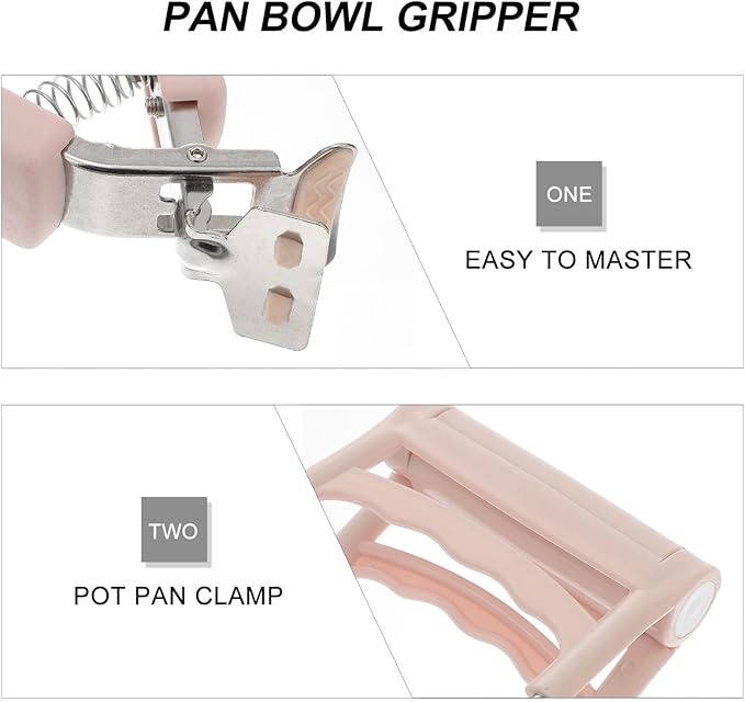 Toyvian Stainless Steel Anti-scalding Bowl and Dish Clamp Set with Silicone Grip, Non-slip Kitchen Pan Holder for Hot Plates and Bowls, 2pcs Cooking Tool for Safe Heat Handling Random
