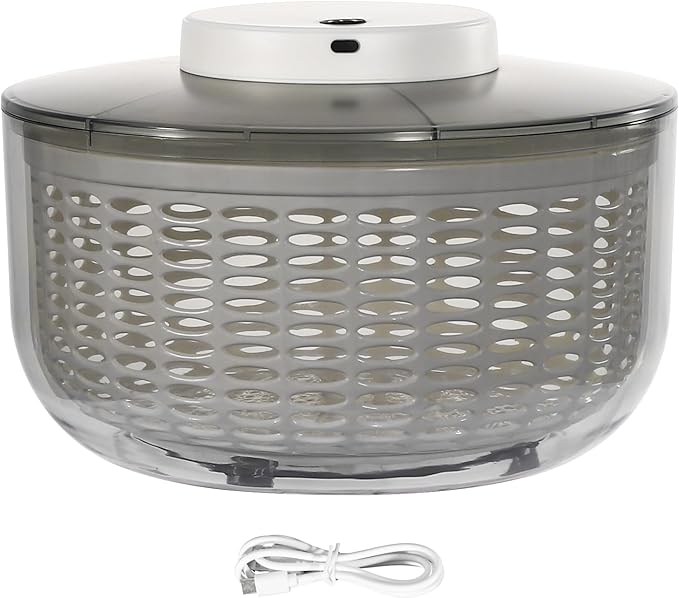 6L Electric Salad Spinner, Large Lettuce spinner, Fruit Vegetable Washer Dryer, Salad Dryer,Fruit Salad Washer for Home Kitchen Washing & Drying Leafy Vegetables