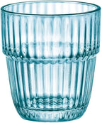 Bormioli Rocco Barshine 10.38 oz. Rocks Stackable Tempered Drinking Glasses, Set of 6, Ice Blue