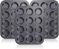 Kingrol 12-Cup Muffin & Cupcake Pans, Set of 3 Baking Pans, Non-stick Bakeware, 1.1" Deep