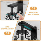 Rotatable 8-Claw Kitchen Utensil Hooks Black Space Aluminum Alloy 360-degree Swivel Wall-Mounted Sundries Organizer for Measuring Cups and Spoons