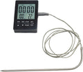 Chef Craft Select Digital Thermometer and Timer with Probe, 7 inch Probe 3 inch Timer, Black