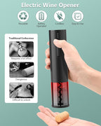 Electric Wine Opener Gift Set – Rechargeable Automatic Corkscrew with Aerator, Vacuum Seal Stoppers, Foil Cutter & Storage Base – 6-in-1 Wine Bottle Opener Kit for Wine Lovers, Women & Men