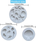 3 PCS Marine Theme Cake Fondant Silicone Mold Seashell Conch Starfish Coral Baking Molds for DIY Cake Decoration Chocolate Candy Polymer Clay Crafting Projects