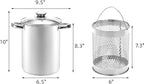 AVLA Asparagus Pot, 4 Quart Stainless Steel Steamer Cooker, Vegetable Asparagus Cooker with Removable Basket and Lid for Pasta, Spaghetti, Boiled Eggs, Shrimp, Oil Deep Fry Pan for French Fries