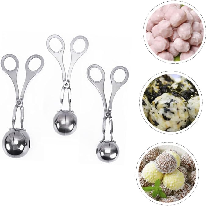 Stainless Steel Meatball Maker 3-Piece Set Kitchen Gadget Meatball Scoop Tool for Easy Food Preparation for Home Cooking and Fish Ball Making