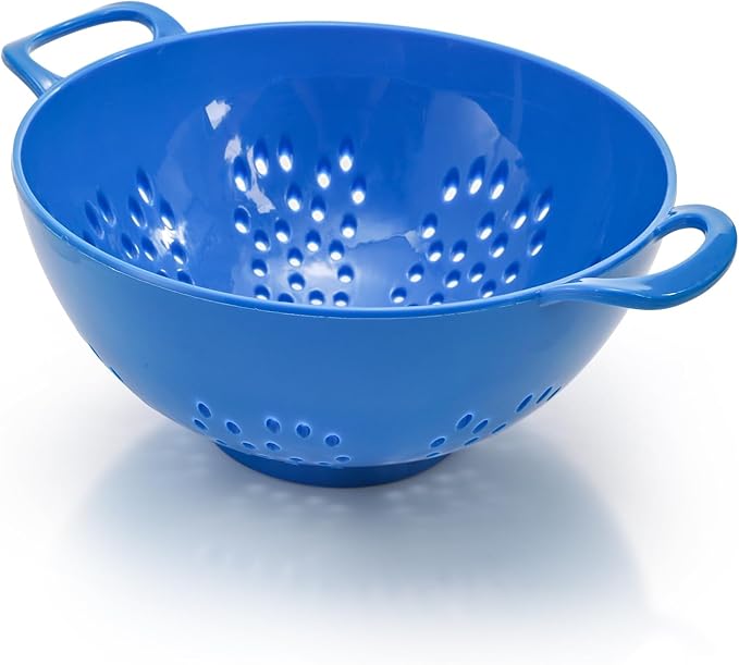 Noamus 8 Pack Mini Colander for Kitchen, 6 Inch Plastic Berry Bowl with Double Handles, Small Compact Food Strainers, Perforated Round Fruits Basket for Vegetables Pasta, BPA-Free, Food-Safe(8 Colors)