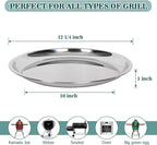 Vankey 12 in Stainless Steel Pizza Pan Perfect for Big Size Green Egg, Kamado Joe, Weber & Acorn Grills & Smokers, Kitchenware Round Roaster Pan, Stainless Steel Drip Pan Reusable & Easy Clean