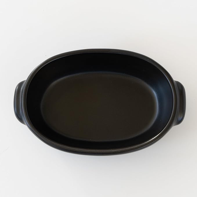Banko Ware Au Gratin Dish, Small, For One Person Diameter Approx. 7.5 inches (19 cm), Heat Resistant, Ceramic, Oven Safe, Direct Fire, Microwave and Dishwasher Safe, Black, Made in Japan