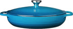 Lodge Essential Enamel Braiser - Refrigerator- & Oven-Safe up to 500° F - Heat-Retaining, Induction-Safe & PFAS-Free Enamel Cookware - 3.5 Quart, Cornflower Blue