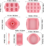 Acidea Nonstick Silicone Bakeware Set, 7pcs Baking Cake Pan, Economical BPA Free Heat Resistant Bakeware Suppliers Tools Kit with Silicone Brush for DIY Loaf Bread Cheesecake Pizza Cupcake Muffin
