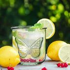 COURONNE CO. Clear Recycled Drinking Glass Tumbler, Perfect for Cocktails, Refreshments & Everyday Use, Restaurant Grade, Crafted without lead-based materials (10.1 Oz, Butterfly), Pack of 6