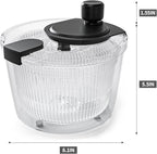 Cambom Salad Spinner Lettuce Spinner, Wash, Spin & Dry Salad Greens, Vegetable Washer Salad Dryer With Rotary Handle for Fruits & Vegetables, High Efficiency Vegetable Spinner Kitchen Gadget 3Qt Black