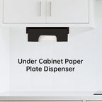 Bamboo Paper Plate Dispenser 9 inch - Wooden Paper Plate Dispenser Under Cabinet, Kitchen Countertop Vertical Plate Holder Organizer Black