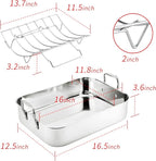 JY COOKMENT Roasting Pan with Baking Rack, 16.5 Inch Stainless Steel Turkey Roaster with Rack, Baster. Great for Turkey, Chicken, Ham, Vegetables