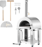 VEVOR Dual Fuel Giant Pizza Oven Outdoor, 26" Artisan Large Pizza Ovens, Pellet & Propane Gas Kiln Pizza Maker with Wheels, Pizza Stone, Multi Fuel Cooker for Camping & Backyard