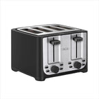 bella 4 Slice Toaster with Auto Shut Off, Extra Wide Slots & Removable Crumb Tray and Cancel, Defrost & Reheat Function, Toast Bread & Bagel, Black