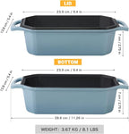 Flavehc Bread Pan Cast Iron Loaf Pan with Lid Bread Loaf Pan 8.5x4.5 Inch Loaf Pan Enameled Cast Iron Sourdough Loaf Pan, LightBlue