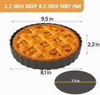 UWILLION 9.5 Inch Tart Pan 2.2 Inch Deep, Non-Stick Round Quiche Pan with Removable Bottom, Durable Carbon Steel Pie Pan for Cakes, Tarts, Pies and Mousse