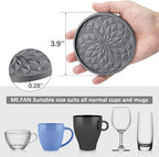 ME.FAN Silicone Coasters with Holder,[6 Pack] Drinking Coasters - Cup Mat for Hot or Cold Drinks, Thickened, Non-Slip, Non-stick,Deep Tray Sky Blue