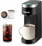 CHULUX Slim Single Serve Coffee Maker for K Cup Pod, Compact Portable Coffee Machine for Dorm, RV, Office and Travel, Matte Black